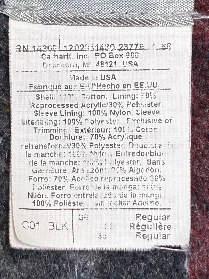 CarharttミシガンチョアコートUSA製ブラック 36 グッドコンディション