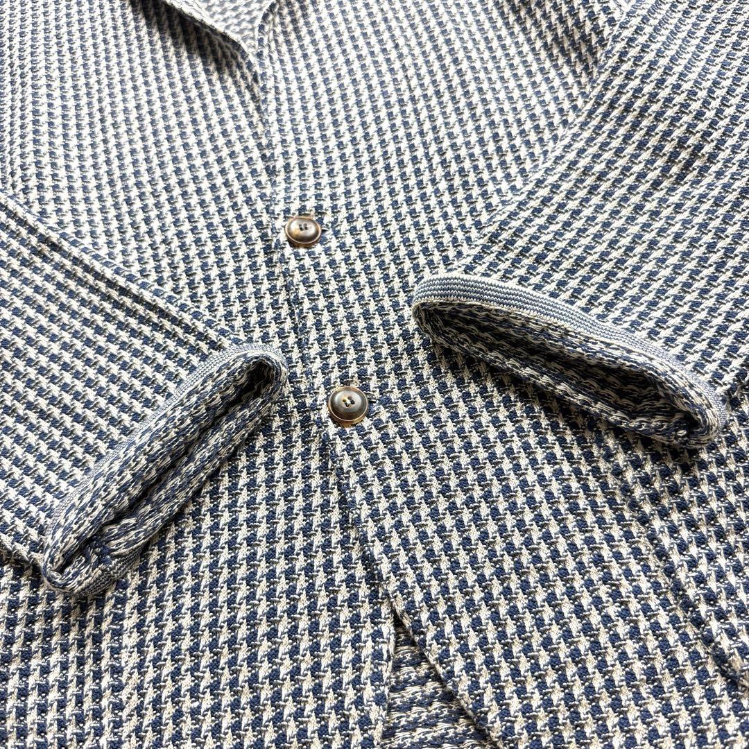 レアXXL★LARDINI ラルディーニ コットンリネン千鳥格子ニットジャケット