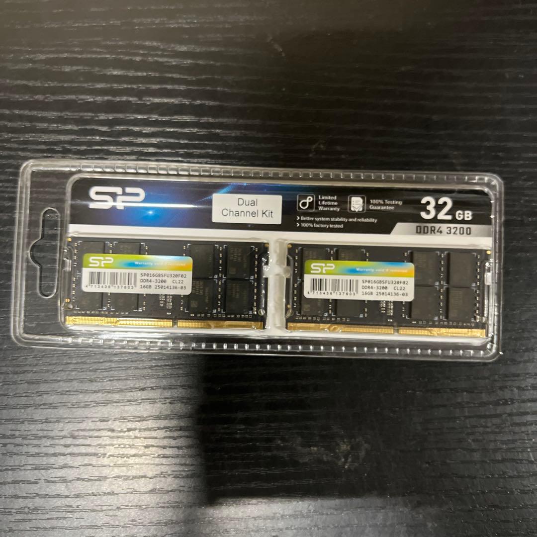 sp ddr4　3200 32GBノート用メモリ（16GB×２枚）
