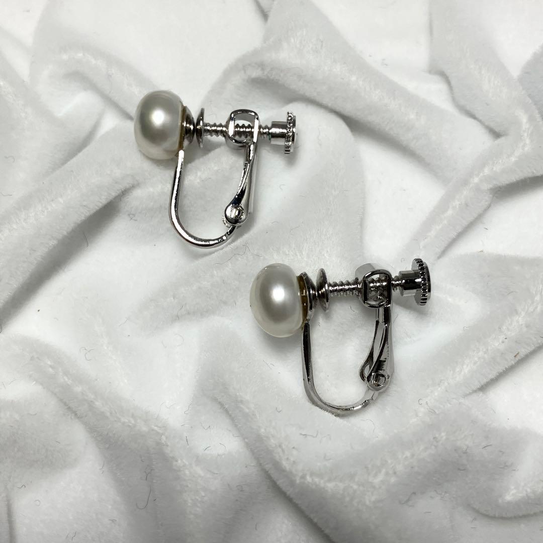 本真珠✨ パールネックレス＆イヤリングセット 7.3-8.3mm Silver