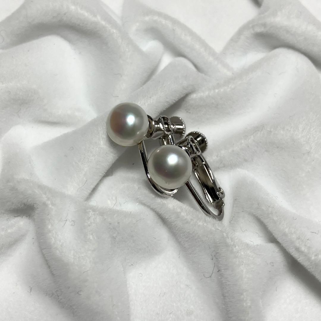 本真珠✨ パールネックレス＆イヤリングセット 7.3-8.3mm Silver