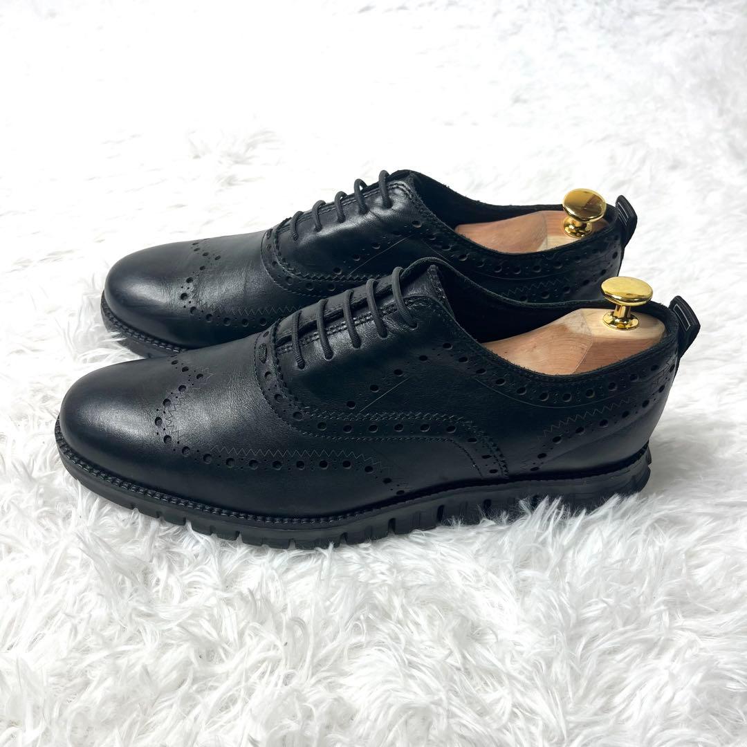 【美品】コールハーン ゼログランド ウイングチップ27.5cm 牛革 本革 黒