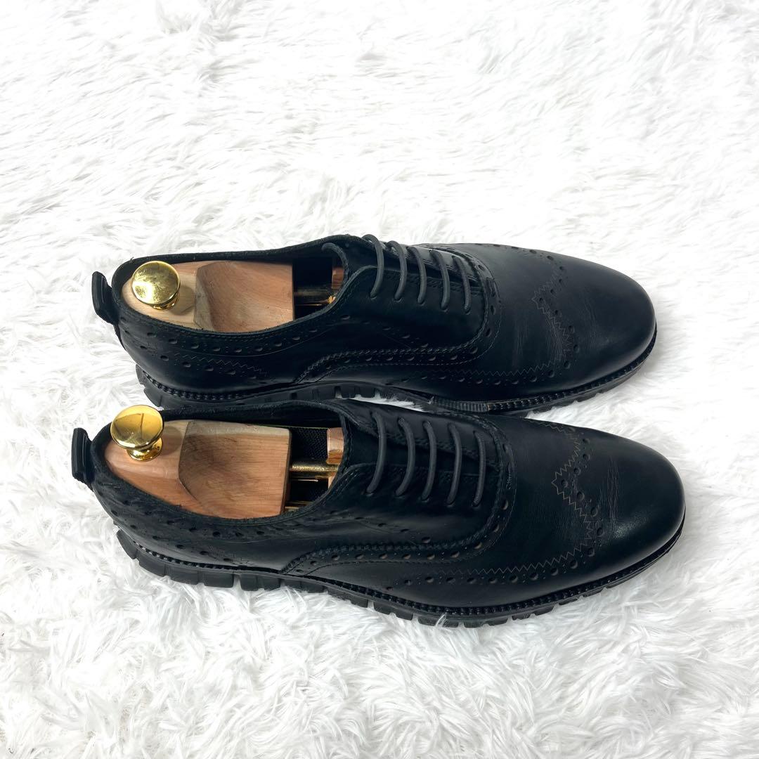 【美品】コールハーン ゼログランド ウイングチップ27.5cm 牛革 本革 黒