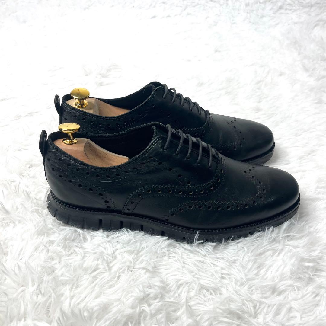 【美品】コールハーン ゼログランド ウイングチップ27.5cm 牛革 本革 黒