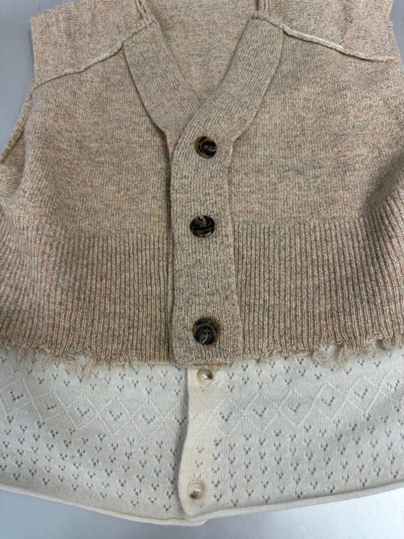 トップス PERVERZE Lambs-wool Layered Knit Vest be