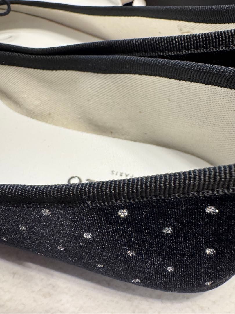 お値下げRepetto ブラックスエードビジューバレエシューズ38新品未使用