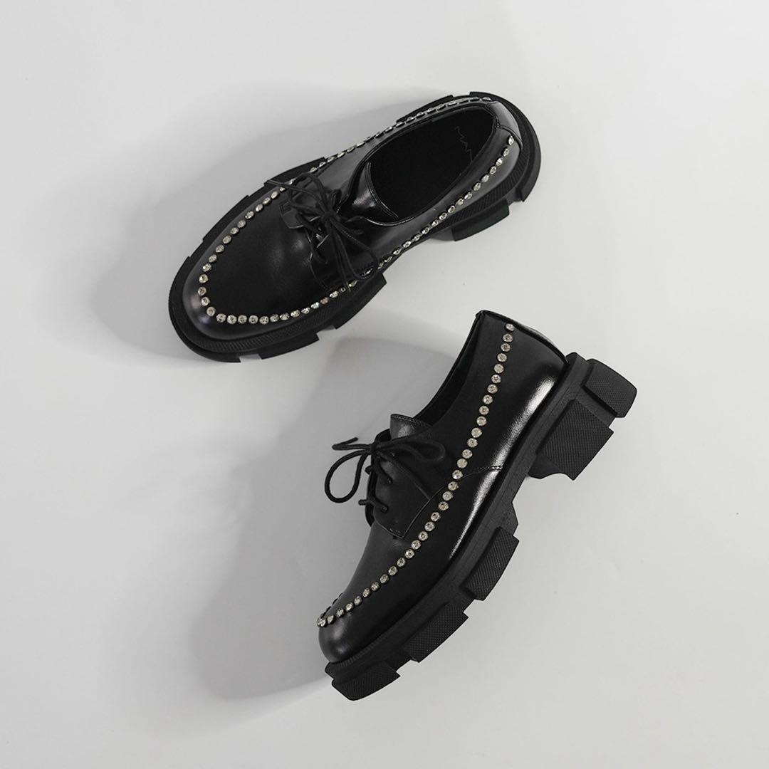 【1/4迄特価！】MANA スタッズレースアップシューズ（ビジュー）24.5cm