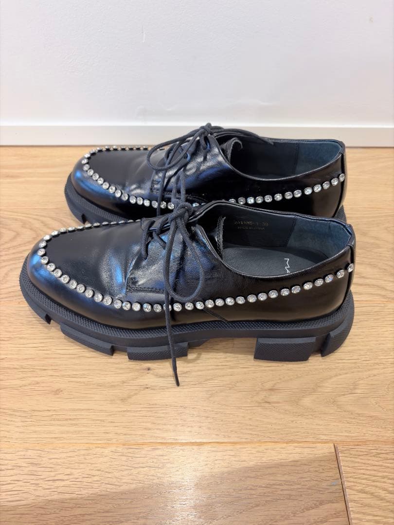 【1/4迄特価！】MANA スタッズレースアップシューズ（ビジュー）24.5cm