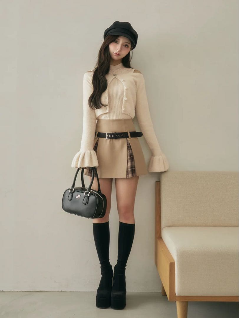 Darich ダーリッチ チェックドッキングミニスカート BEG Sサイズ