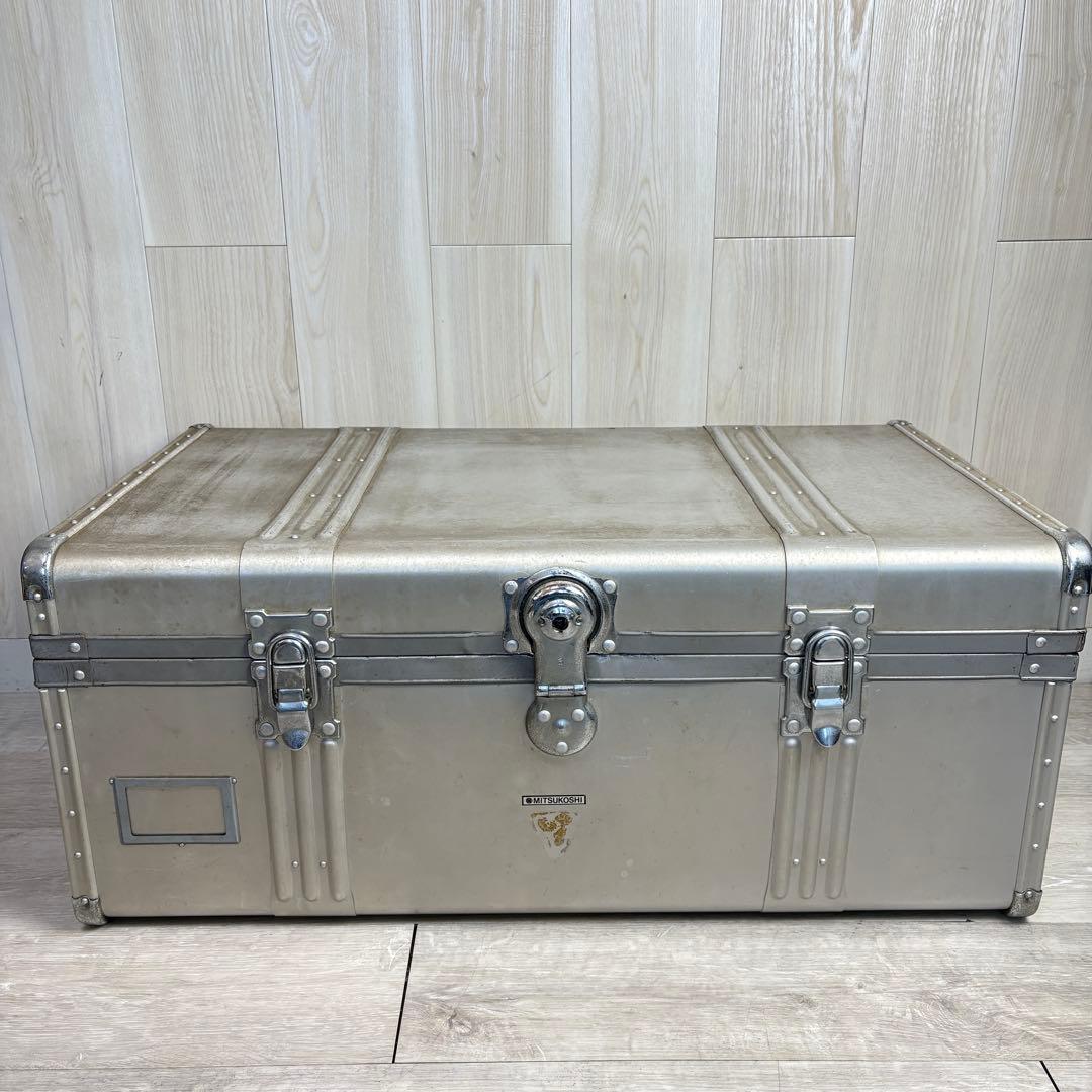 【ヴィンテージ】アルミ大型トランク 船トランク ケース インダストリアル 三越