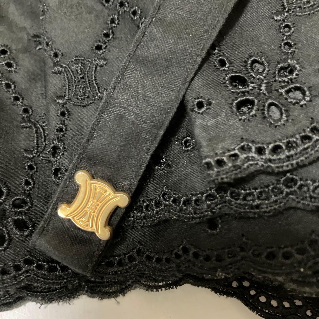 【ニコちゃん】CELINE ブラック 日傘 模様入り