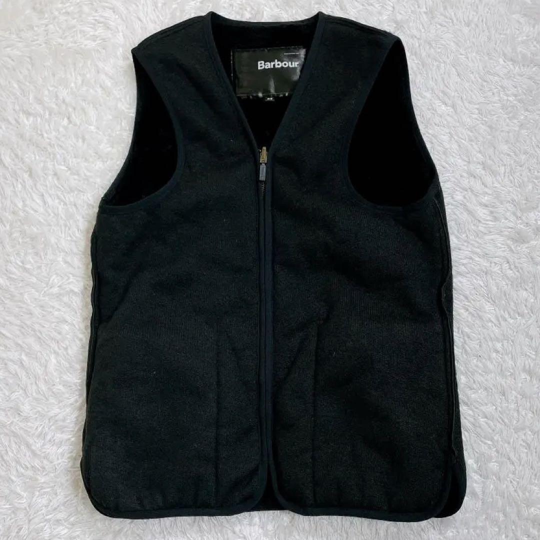 Barbour ファーライナー ベスト 黒 メンズ 34 リバーシブル 防寒