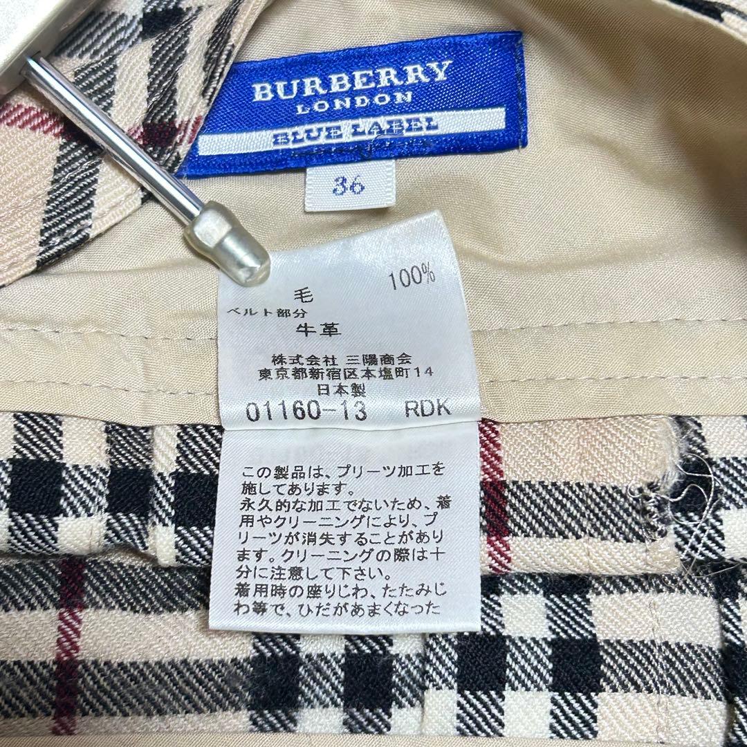 【希少】バーバリーブルーレーベル ノバチェック プリーツミニスカート サイズ36