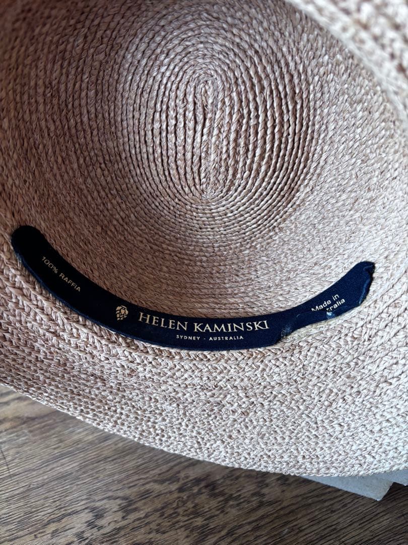 Helen Kaminski 麦わら帽子 ベージュ ブラックリボン