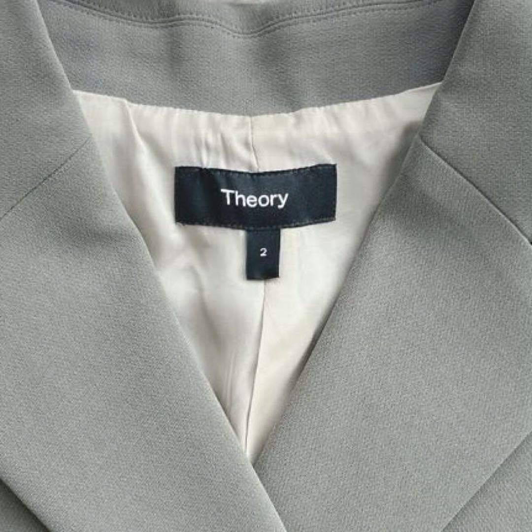 セオリー★クロップドダブルジャケット ショート丈　カーキ　M