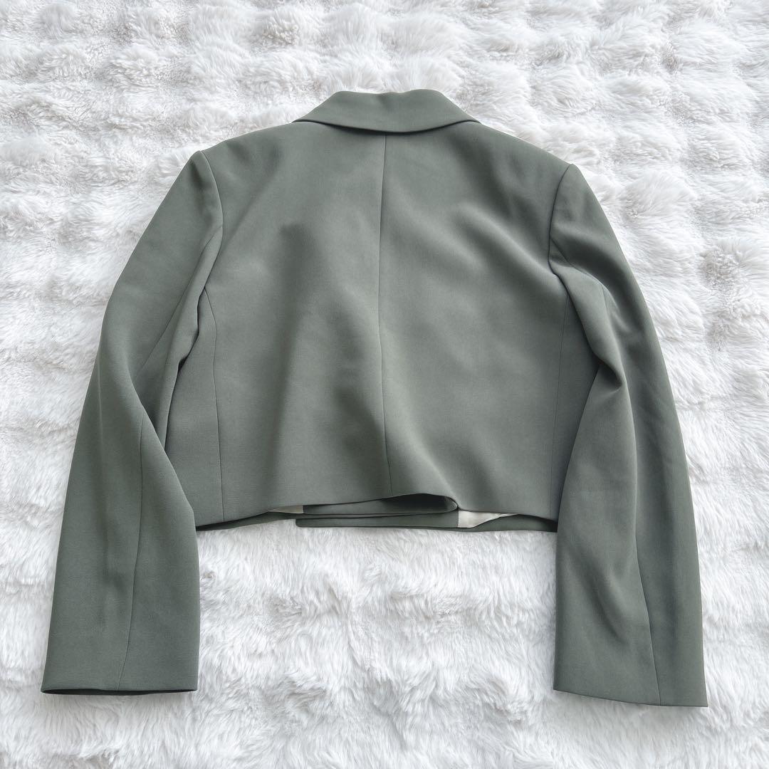 セオリー★クロップドダブルジャケット ショート丈　カーキ　M