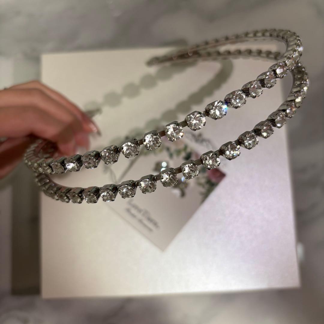 LoveTiara 2連クリスタルカチューシャ＆ピアスセット　ラブティアラ