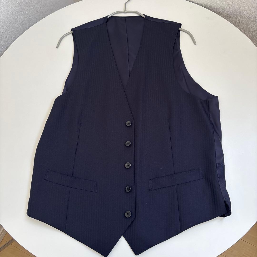 HILTON ネイビー ストライプ ビジネススーツ