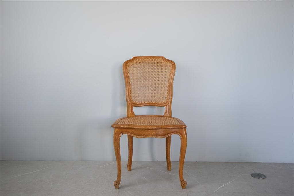 フランスアンティーク猫脚ダイニングチェア/椅子イス/籐ラタン(90-190-2)