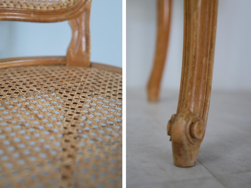 フランスアンティーク猫脚ダイニングチェア/椅子イス/籐ラタン(90-190-2)