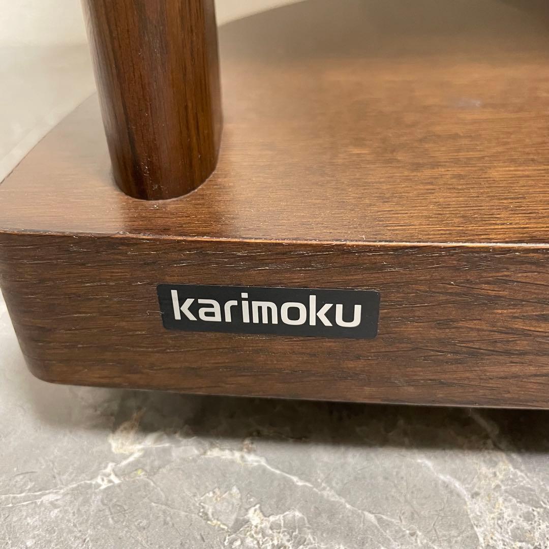 カリモク TVボード QUシリーズ　半円形　コーナー型　ガラス棚　廃盤品