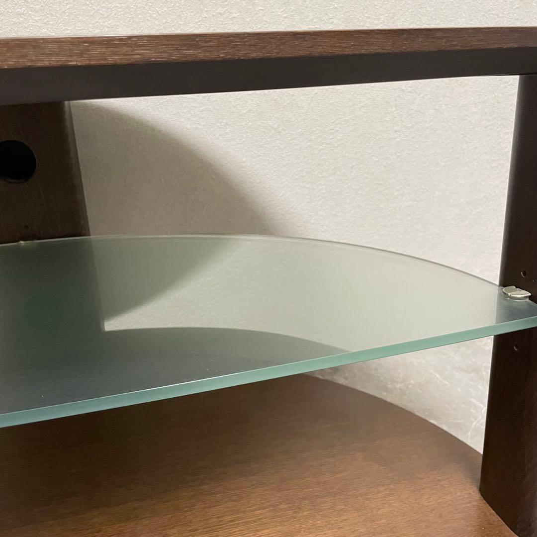 カリモク TVボード QUシリーズ　半円形　コーナー型　ガラス棚　廃盤品