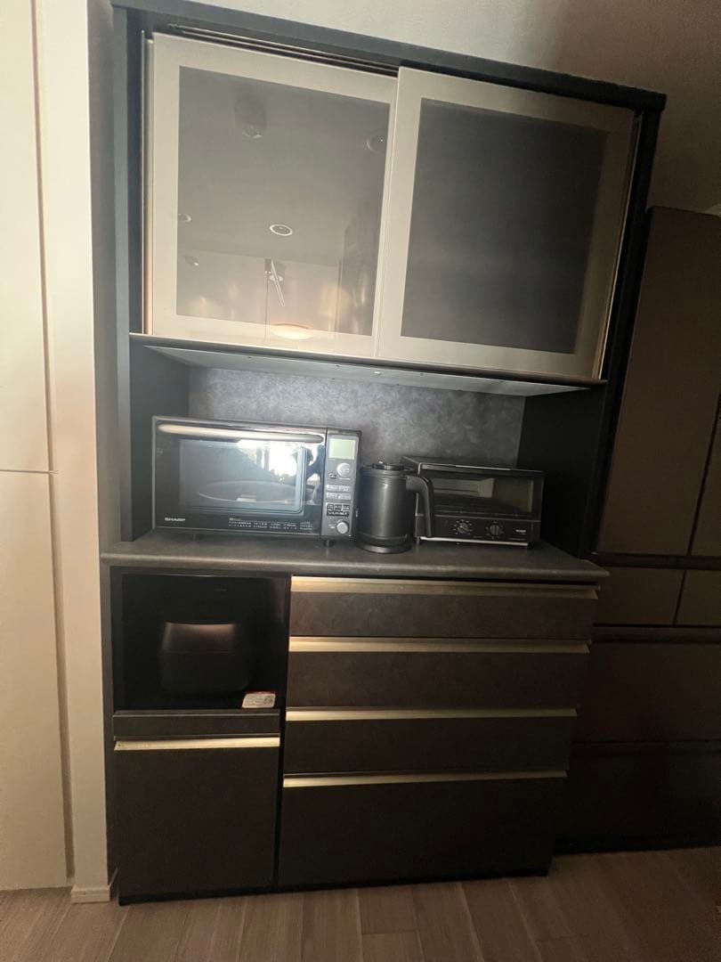 ニトリ　食器棚　ブラック