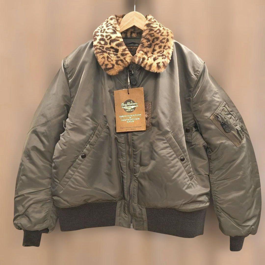 希少カラー 未使用品 バズリクソンズ SSZ B-15D 襟レオパード コラボ