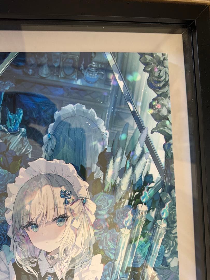 藤ちょこ メイドと青透館 直筆サイン入りジークレーA3+ スリットフレーム仕様