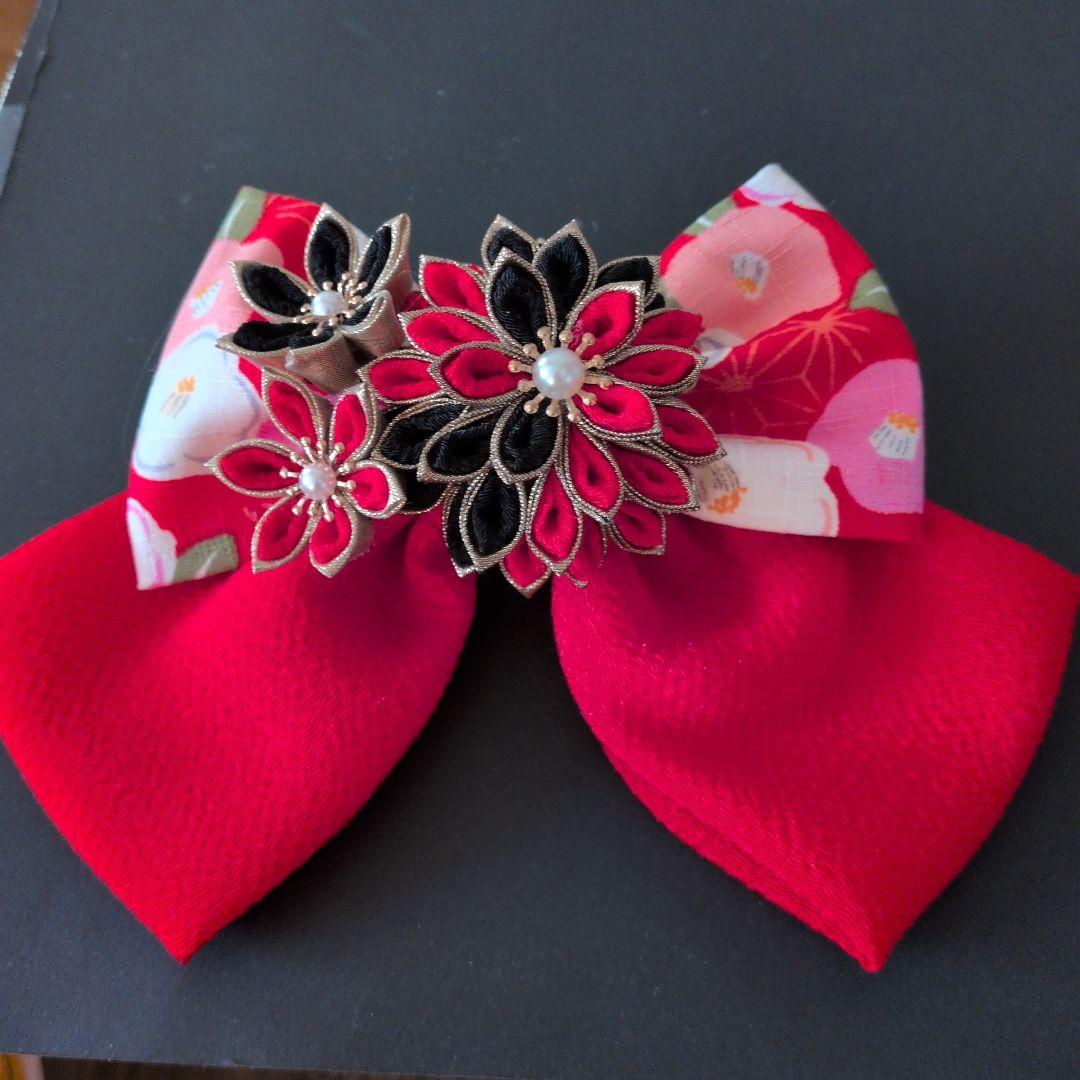 つまみ細工吊るし雛　髪飾り付き　お雛様　赤