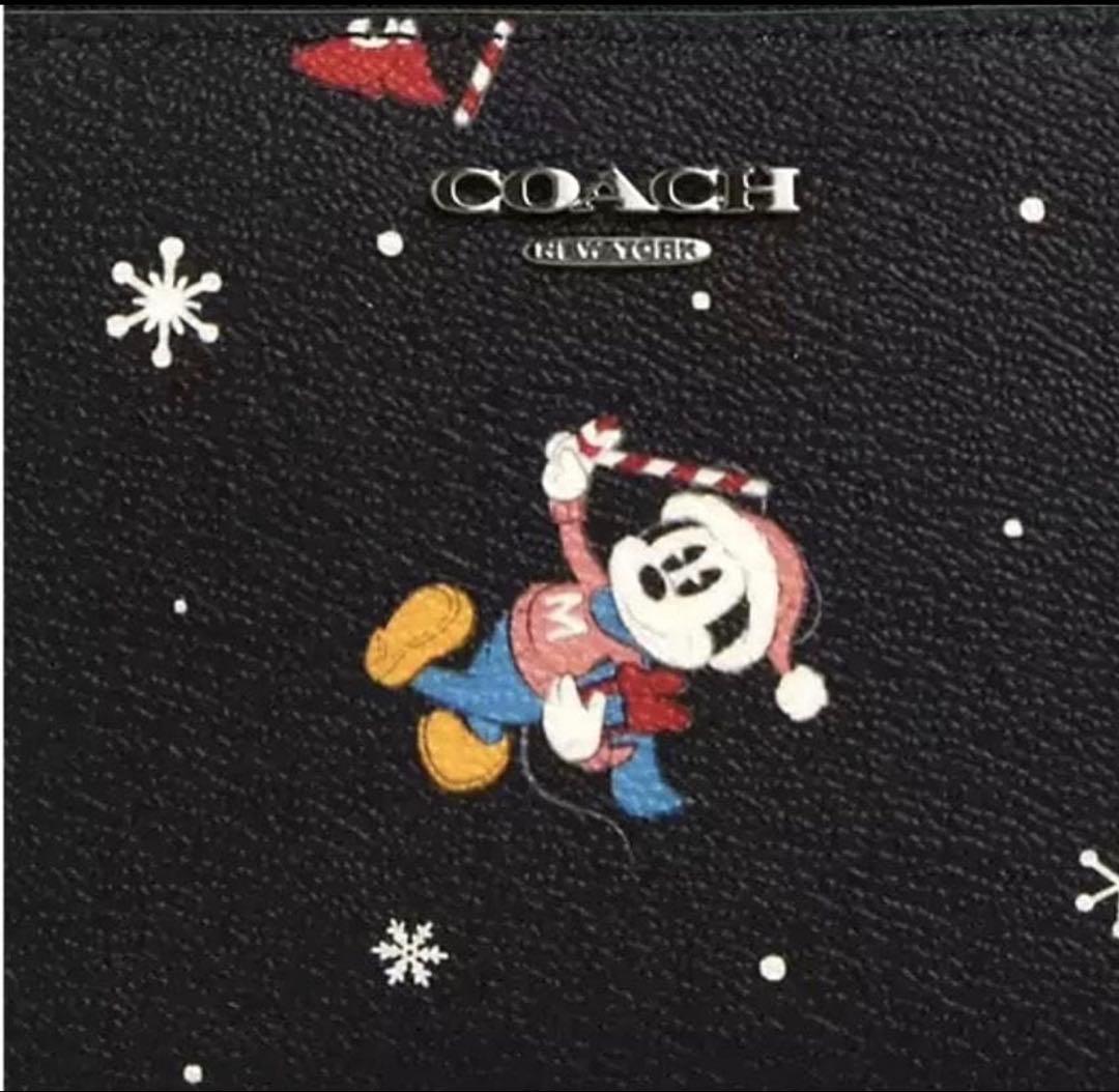 COACH ディズニーコラボ ミッキー ホリデープリント ラウンドジップ長財布