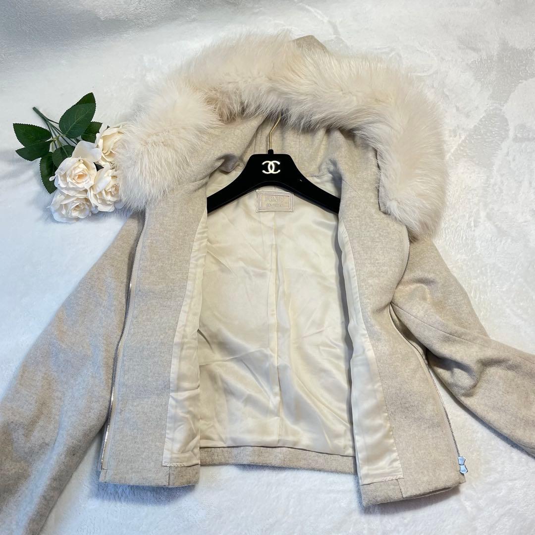 極美品✨FOXEY フォクシー　カシミヤ　フォックスファー　ショート丈