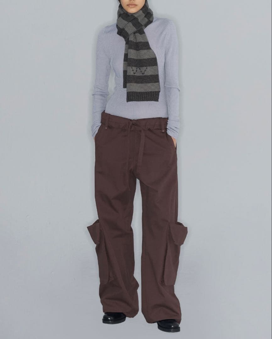 OPEN YY ロールウエストカーゴパンツ サイズM バーガンディ