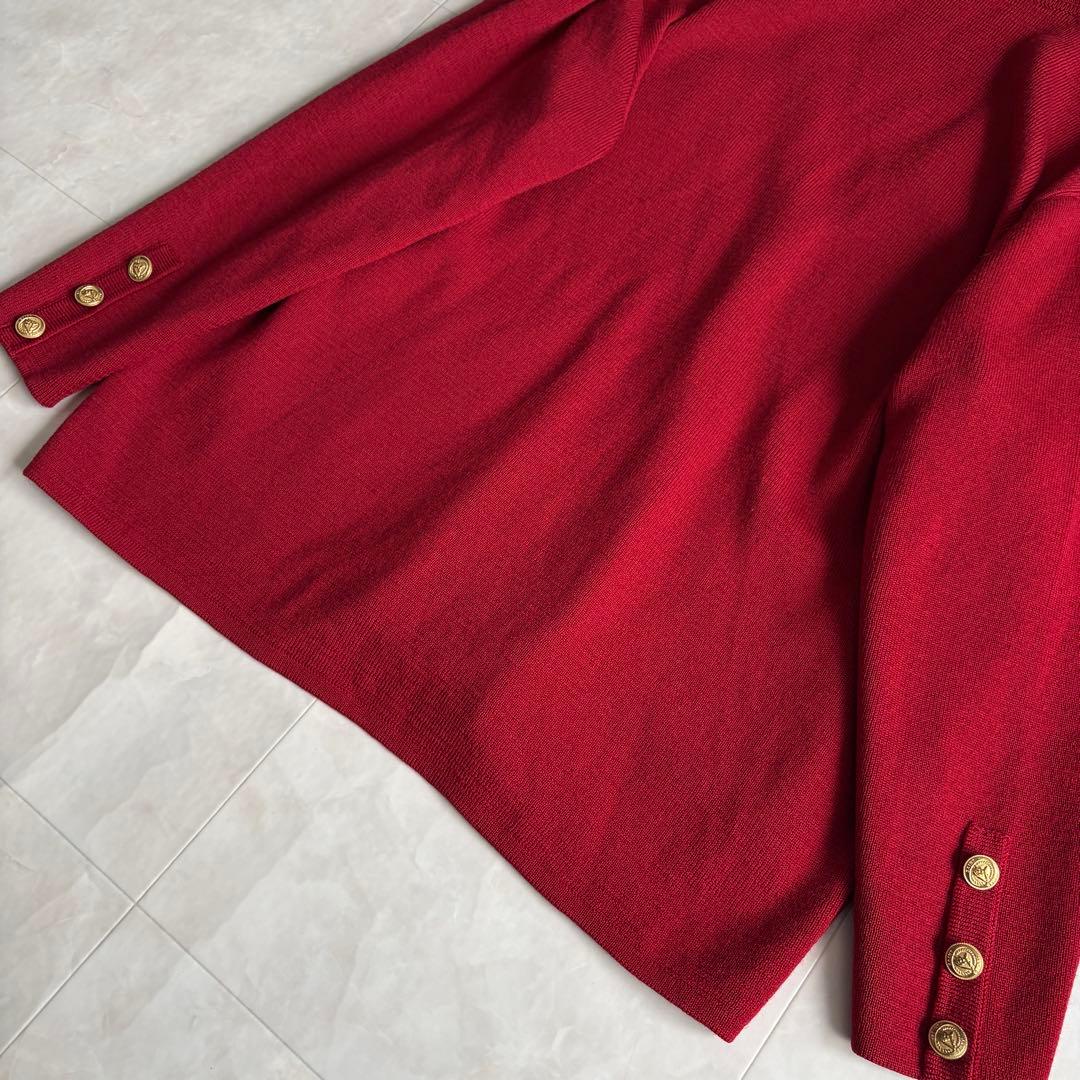 美品✨ SAINTJAMES フランス製 金ボタンウールカーディガン 赤 L