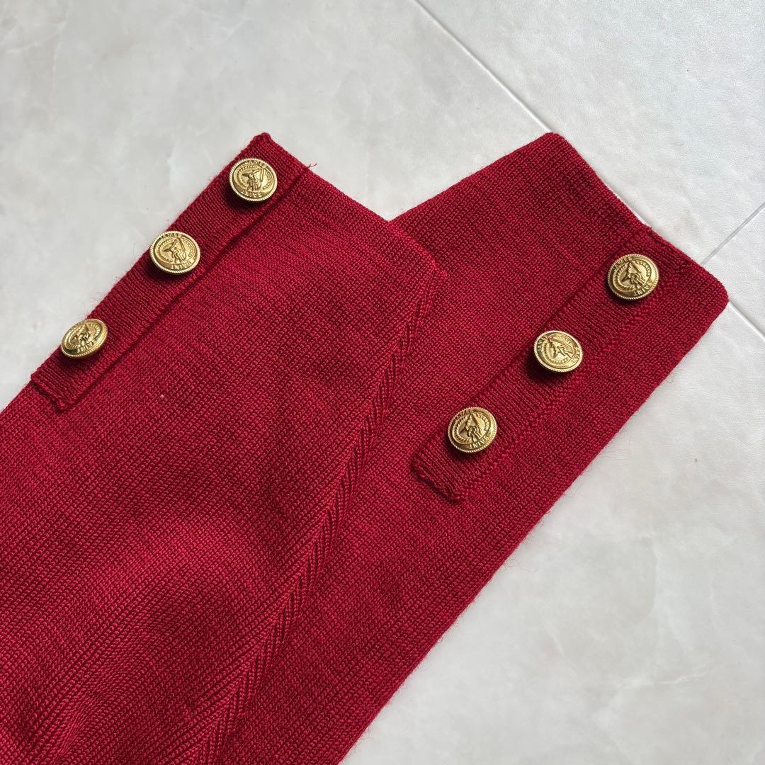 美品✨ SAINTJAMES フランス製 金ボタンウールカーディガン 赤 L
