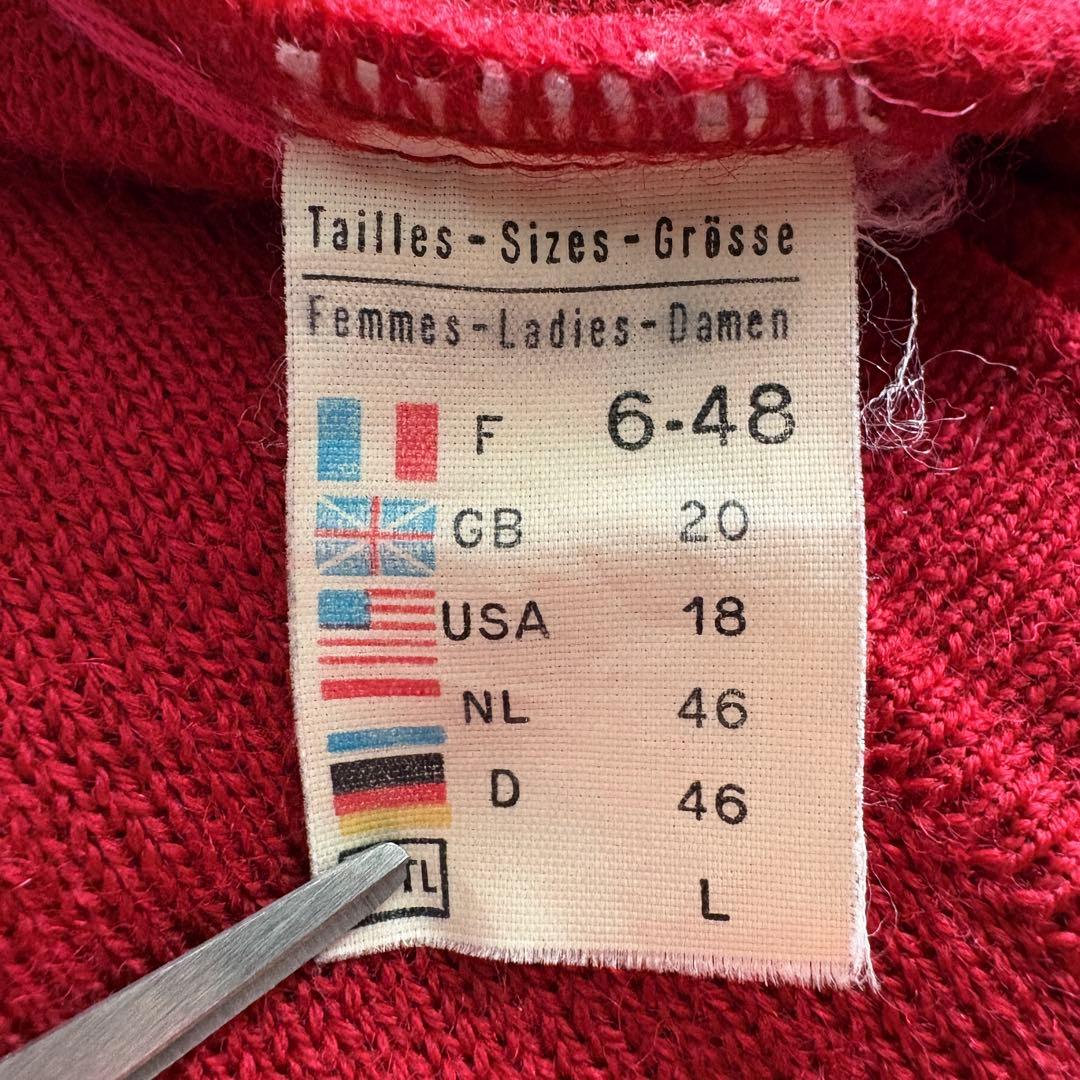 美品✨ SAINTJAMES フランス製 金ボタンウールカーディガン 赤 L