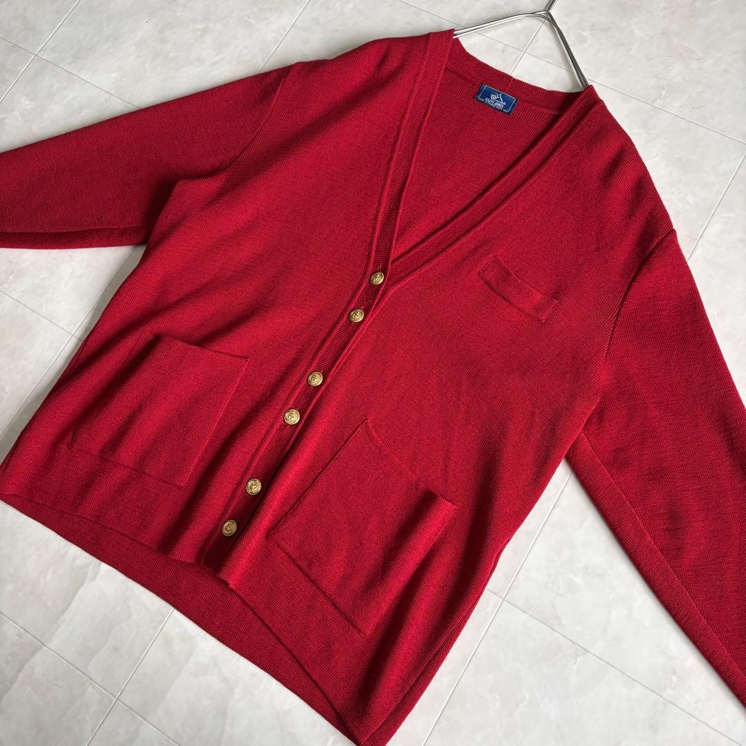 美品✨ SAINTJAMES フランス製 金ボタンウールカーディガン 赤 L