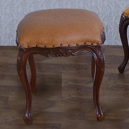 お値下げ！　マホガニー　ロココ調　猫脚スツール　PVCブラウン　新品