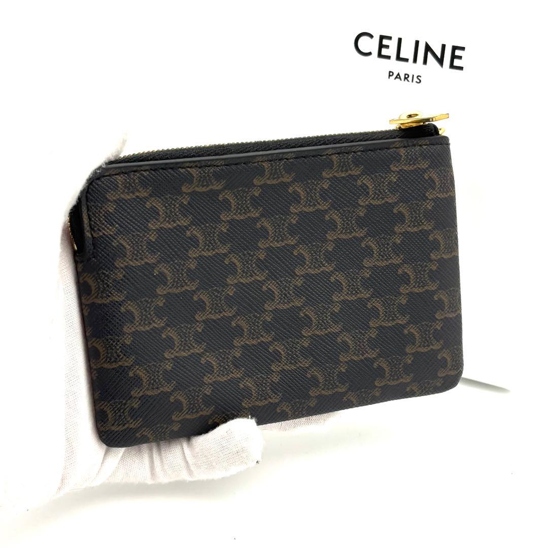 ☆美品☆セリーヌ 財布 トリオンフ ブラック 小銭入れ ケース チェーン