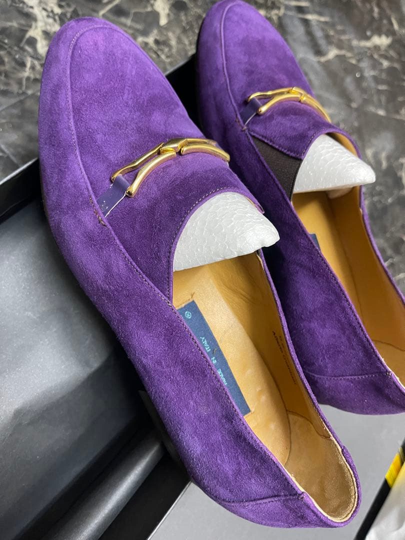 未使用　アルベルト・ガルディアーニ」スエード　ビットローファー　パープル