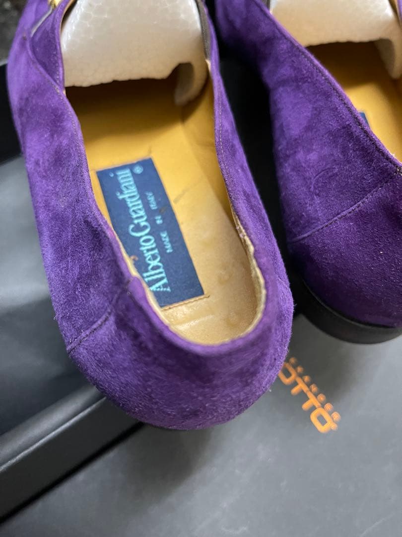 未使用　アルベルト・ガルディアーニ」スエード　ビットローファー　パープル