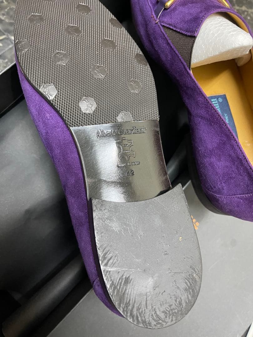 未使用　アルベルト・ガルディアーニ」スエード　ビットローファー　パープル
