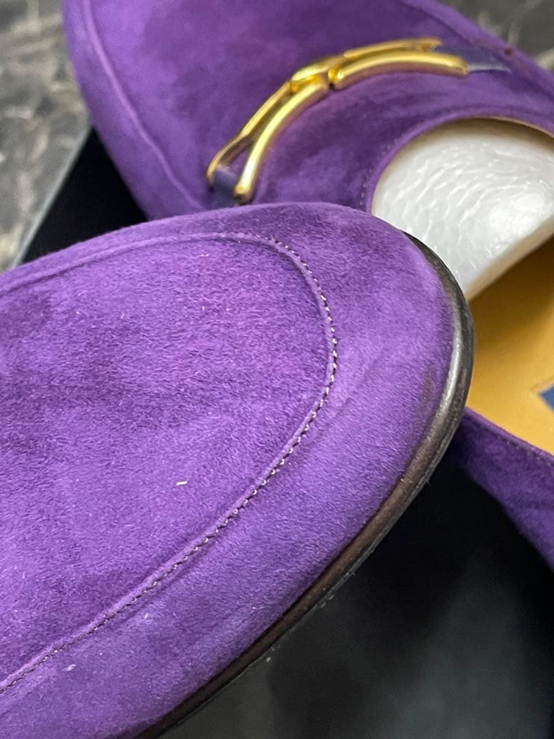 未使用　アルベルト・ガルディアーニ」スエード　ビットローファー　パープル