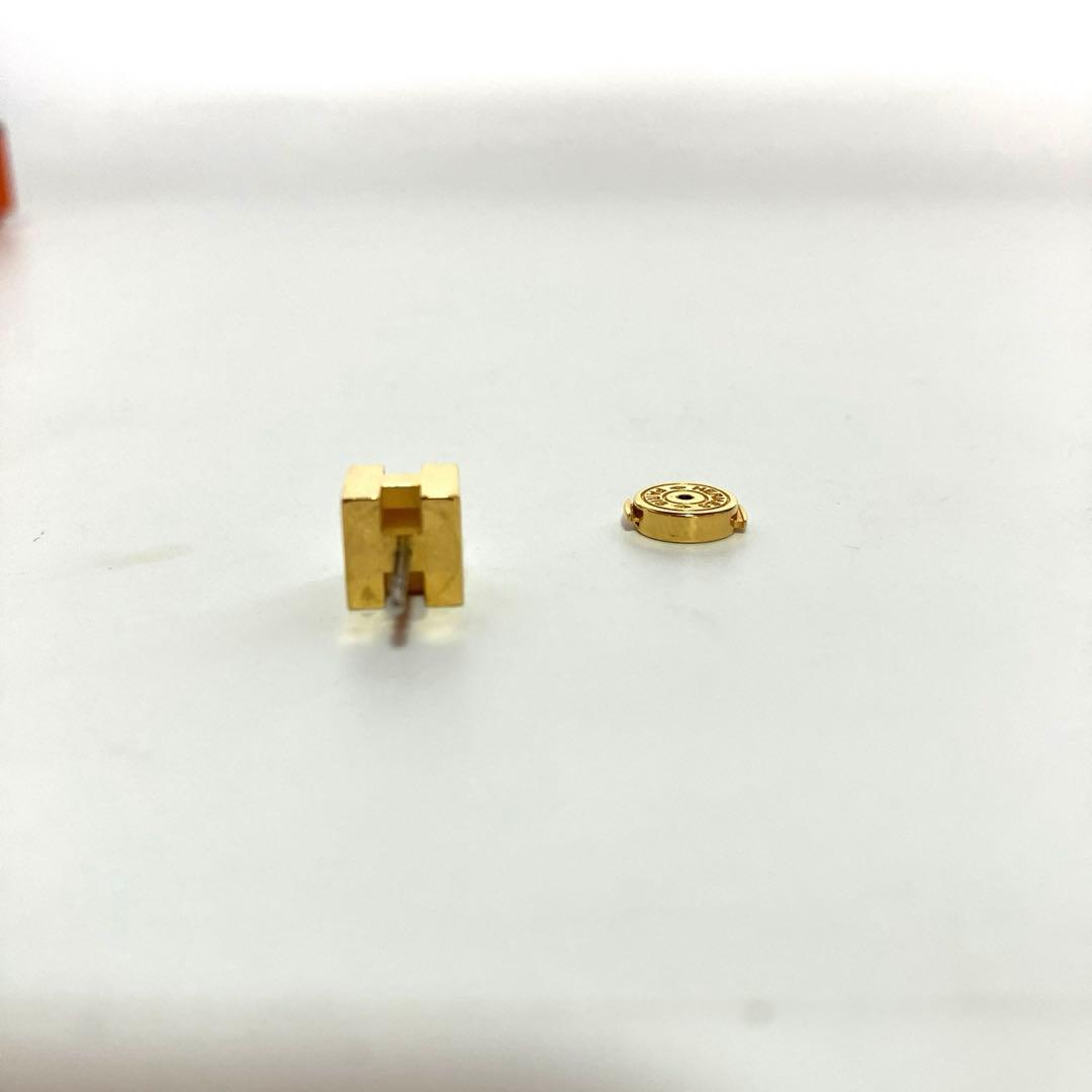 HERMES エルメス カージュドアッシュ Hキューブ ピアス ゴールド