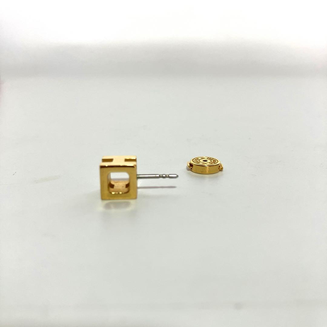 HERMES エルメス カージュドアッシュ Hキューブ ピアス ゴールド