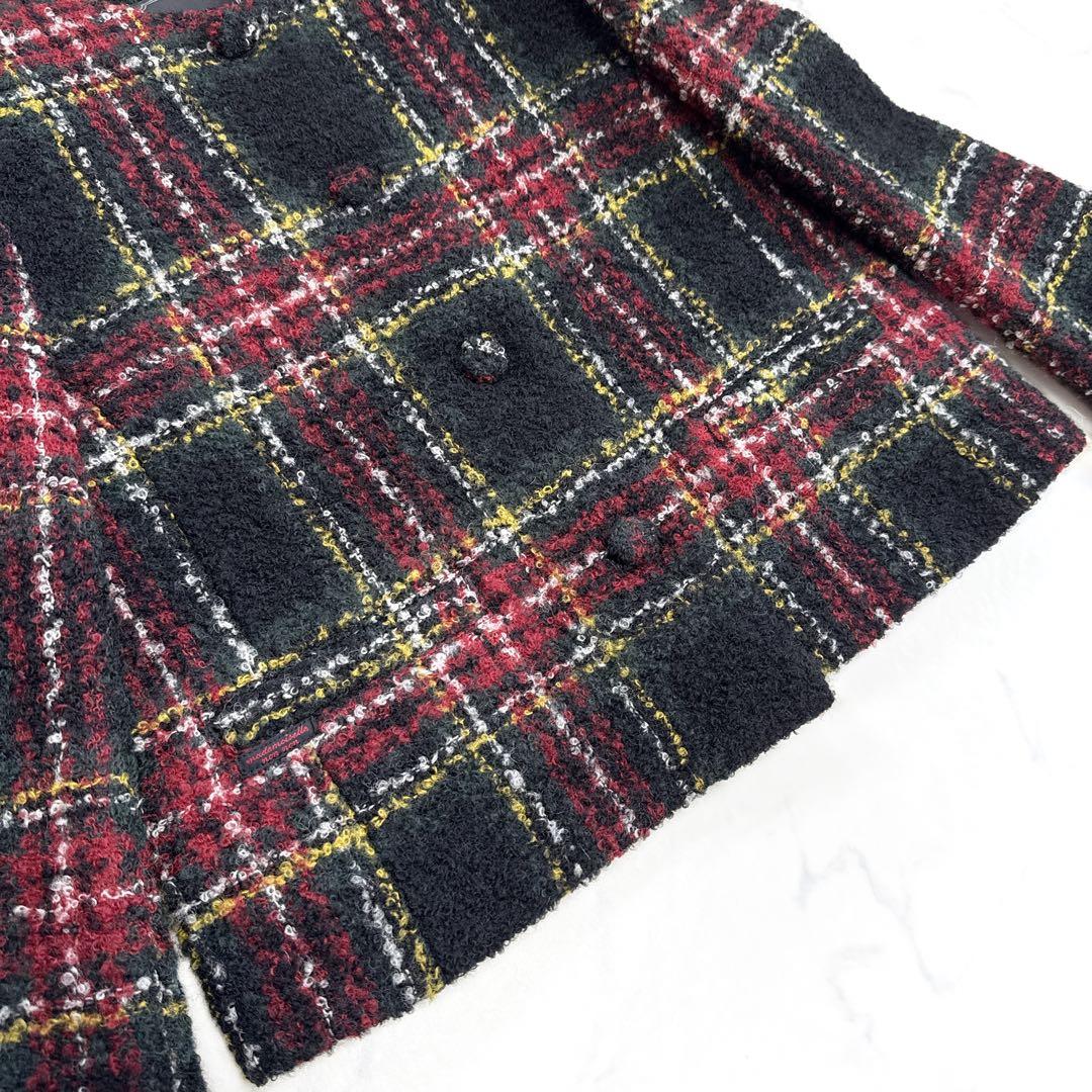 24AW マドモアゼルノンノン チェックツイード ノーカラージャケット