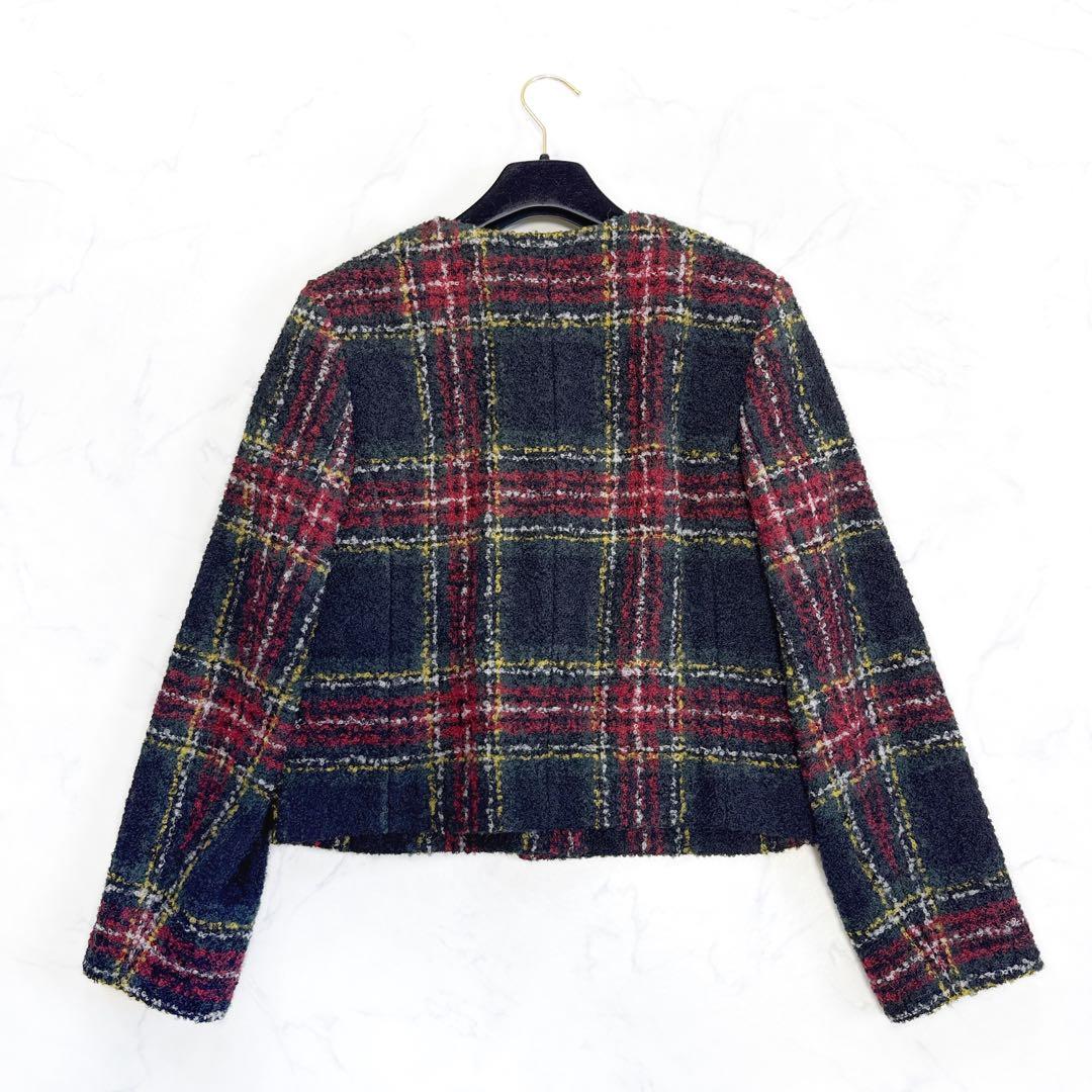 24AW マドモアゼルノンノン チェックツイード ノーカラージャケット