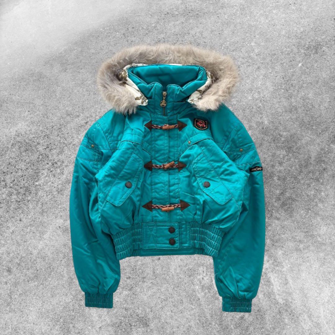 y2k 平成ギャル 短丈 中綿ジャケット フード付き ターコイズ Archive