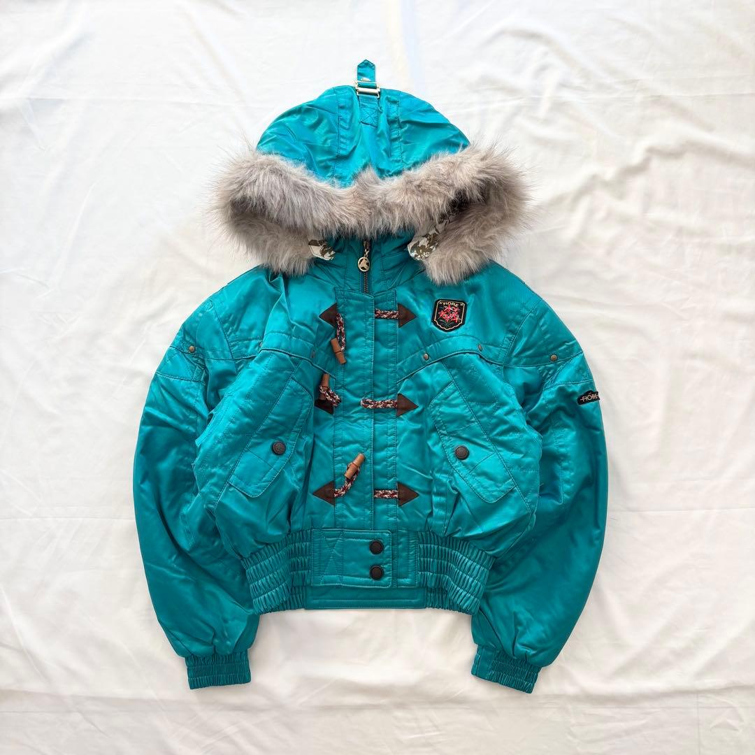 y2k 平成ギャル 短丈 中綿ジャケット フード付き ターコイズ Archive
