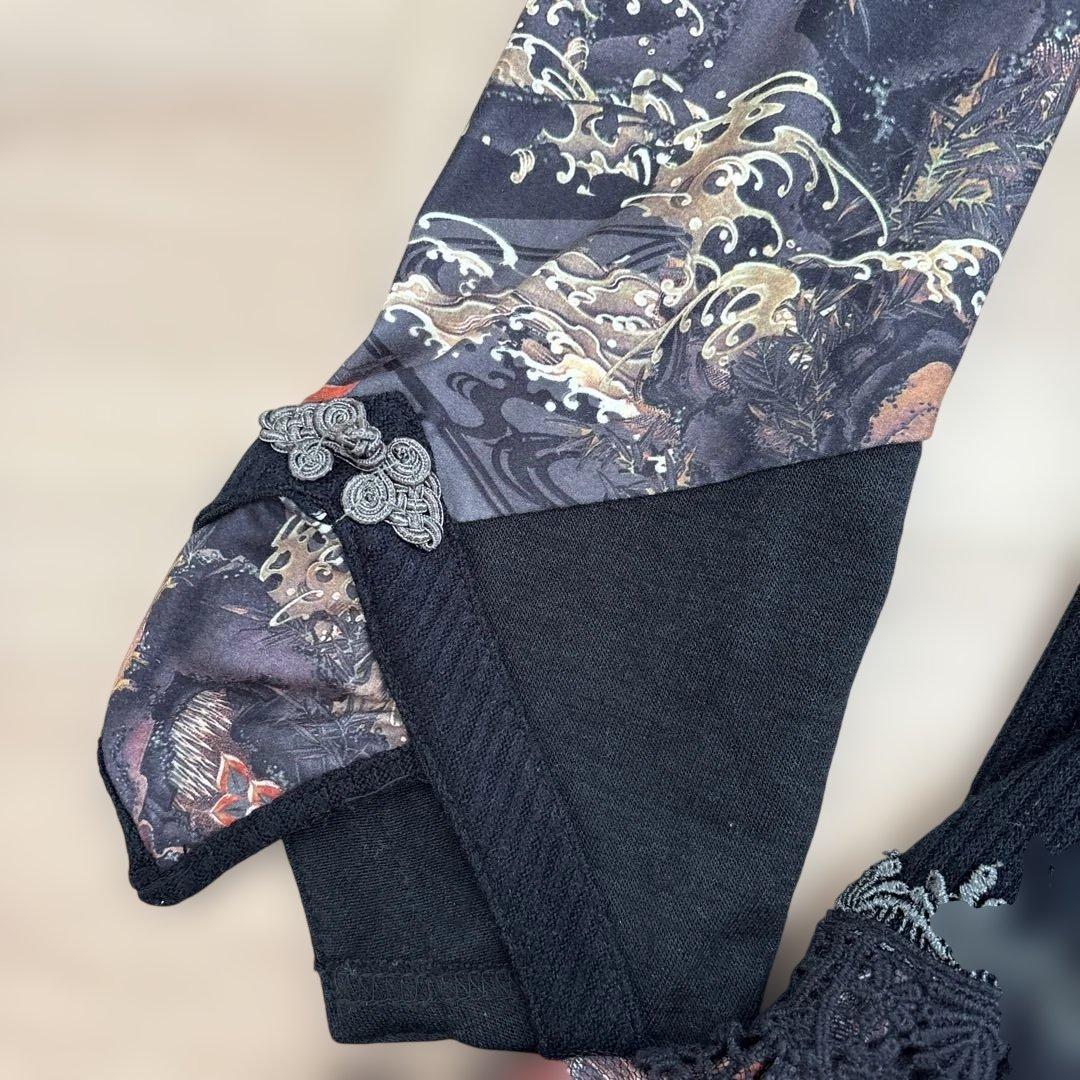 OzzOneste オッズオン オッズオネスト 和柄長袖ひざ丈ワンピース